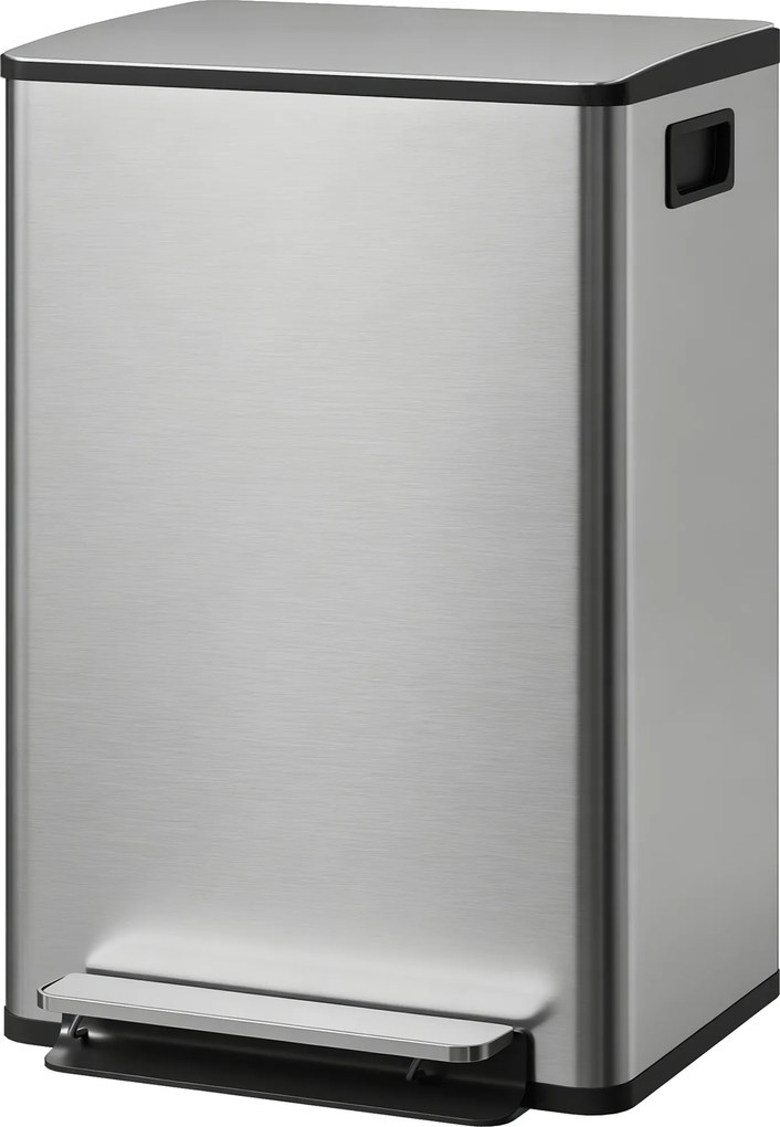 HOMCOM Coș de gunoi bucătărie 50L, coș cu pedală, găleată interioară detașabilă, capac cu închidere silențioasă, 41,7x36,6x62cm, argintiu | Aosom Romania