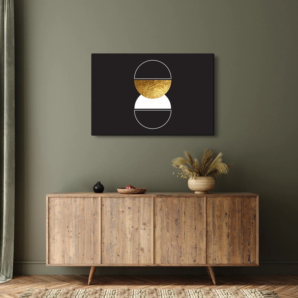 Tablou - Abstracție de aur și negru N⁰2 (90x60 cm)