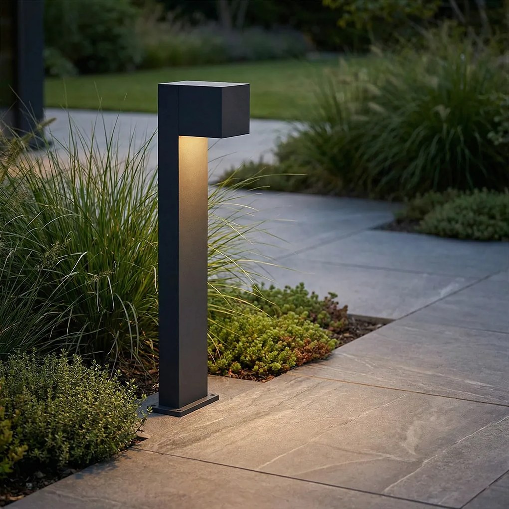 Lampă de exterior neagră 65cm cu LED IP64, lumină reglabilă și solar - Charlene