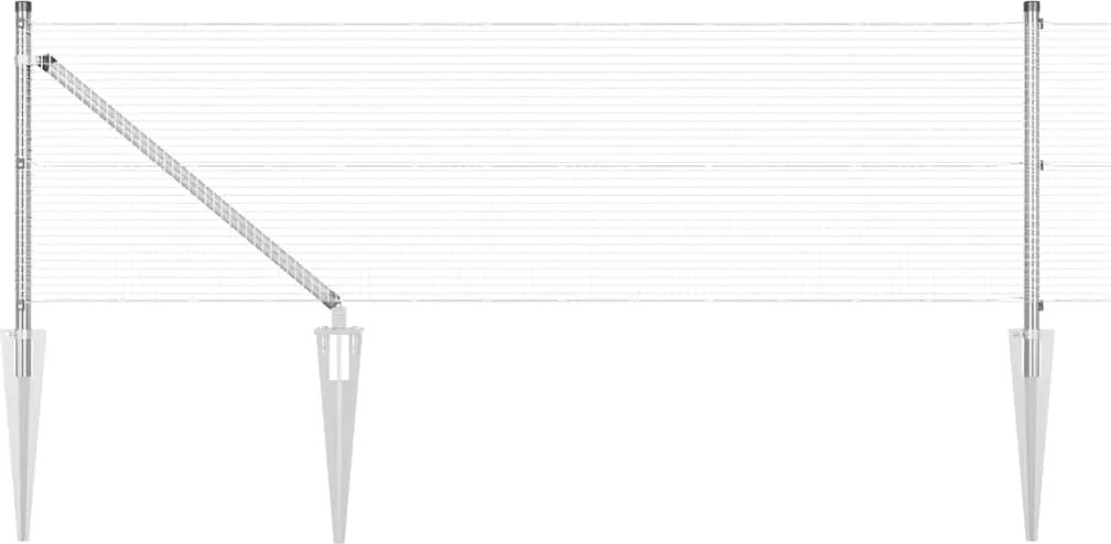 vidaXL Stâlp de gard. Argintiu 25 x 0,6 m (16 x 16 mm plasă) Oțel