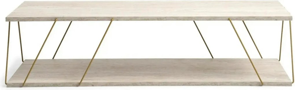 Masuta cafea LABRANDA, bej cu efect de marmura/auriu, PAL melaminat/me