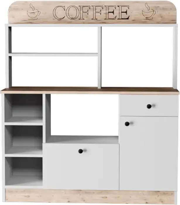 Set mobilier bucatarie Loura, alb si nuc