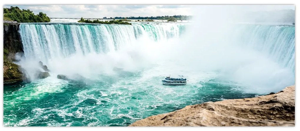Tablou cu cascadele și corabie (120x50 cm)