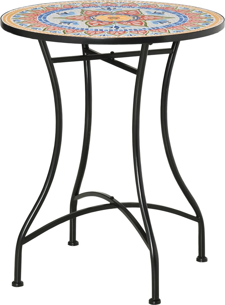 Outsunny Masa Rotunda Stil Bistro de 60 cm cu Mozaic pentru Gradina, Veranda, Exterior, Balcon, Gri | Aosom Romania