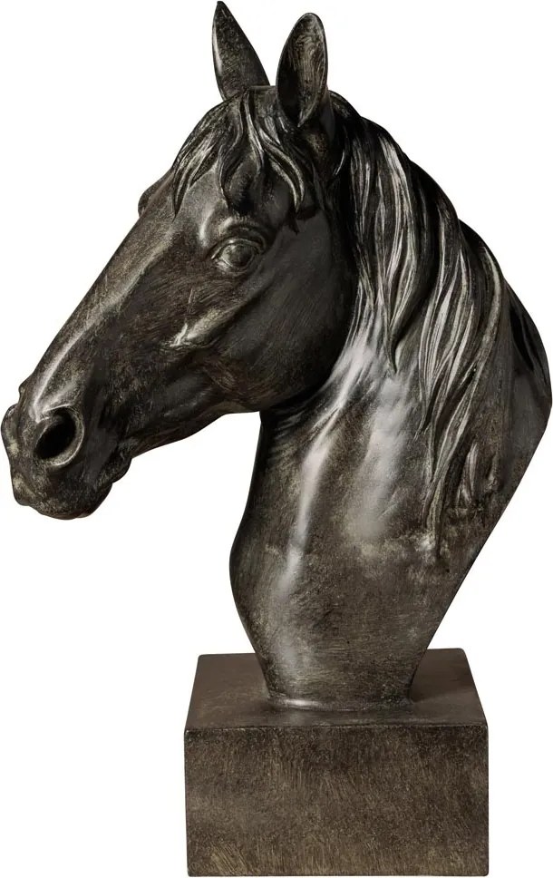 Sculptură cap de cal din rășină pe suport, H40 cm, " Horse "