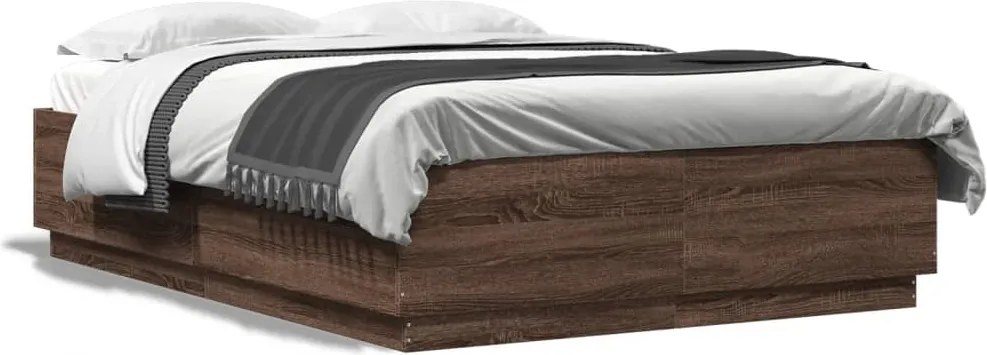 vidaXL Cadru de pat, stejar maro, 120x200 cm, lemn prelucrat