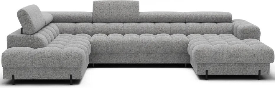 Colțar gri extensibil cu tapițerie din țesătură bouclé (cu colț pe partea stângă/în formă de "U") Feraria – ELTAP