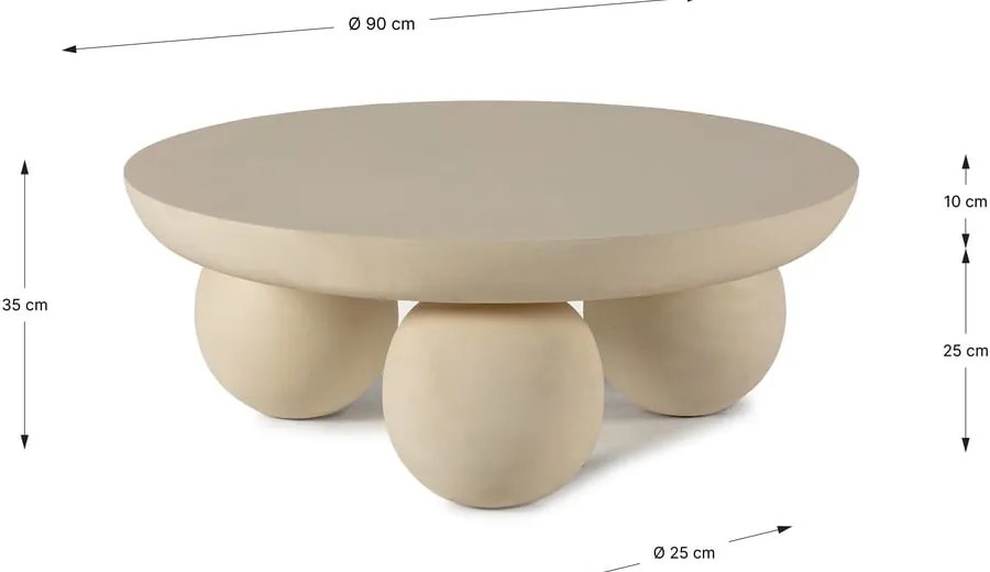 Măsuță de cafea bej rotundă din lemn de mango ø 90 cm Ailen – MOME