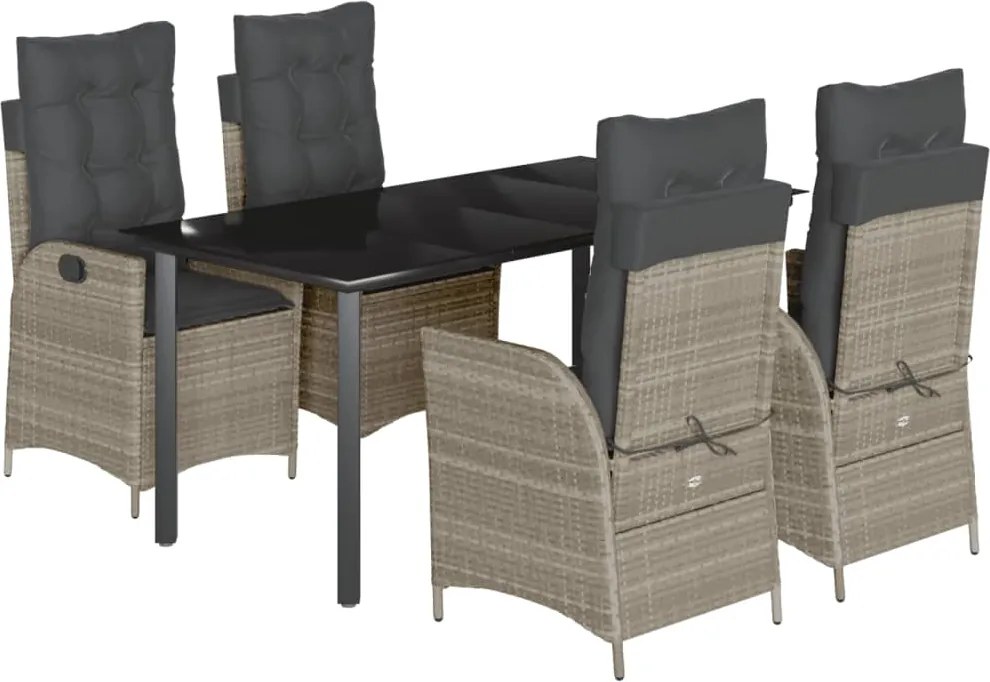 vidaXL Set mobilier de grădină cu perne, 5 piese gri deschis poliratan