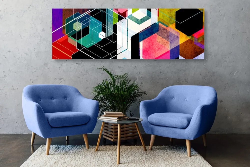 Tablou ornament geometric viu colorat