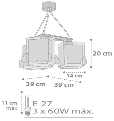 Dalber D-63534 - Lustră copii TRAIN 3xE27/60W/230V
