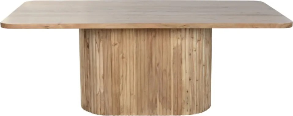 Masă dining din lemn de acacia, natur, 10 locuri, cu picior central, 76 x 200 x 100 cm, „Brindle”