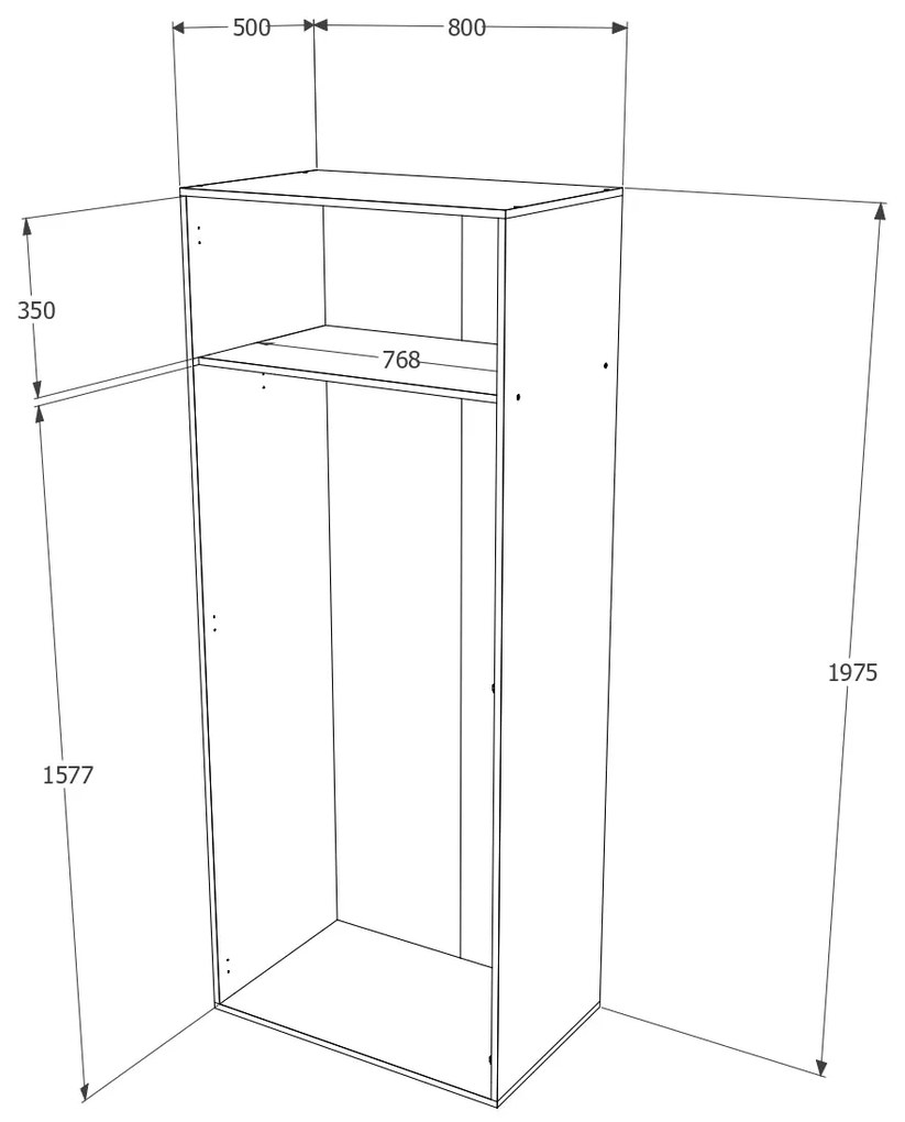 Dulap Nero, 2 Usi, Stejar Sonoma, 80 x 52 x 200 cm