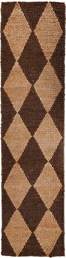 Covor tip traversă maro/în culoare naturală țesut manual din amestec de iută 80x230 cm Effie Diamond – Flair Rugs
