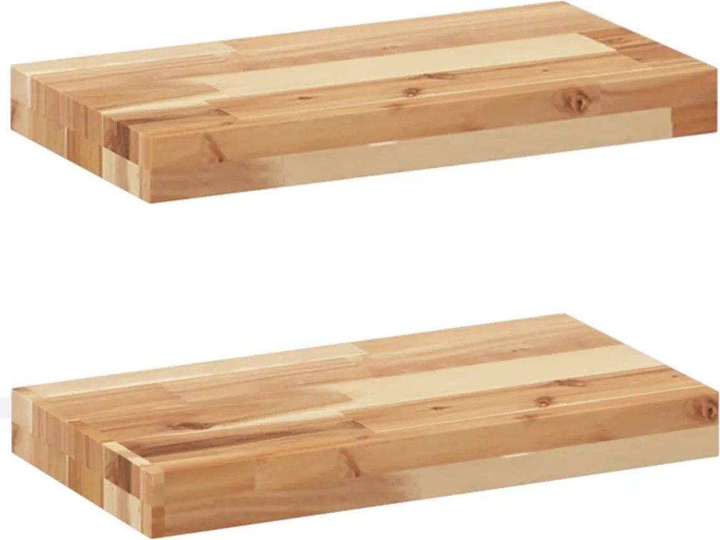 vidaXL Rafturi suspendate 2 buc. 60x20x4 cm lemn masiv acacia netratat