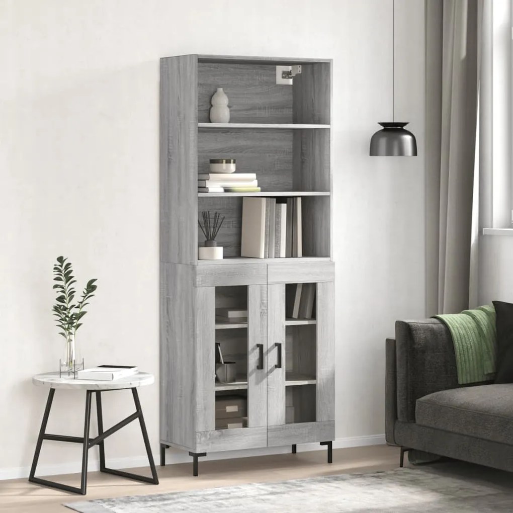 vidaXL Dulap înalt, gri sonoma, 69,5x34x180 cm, lemn compozit