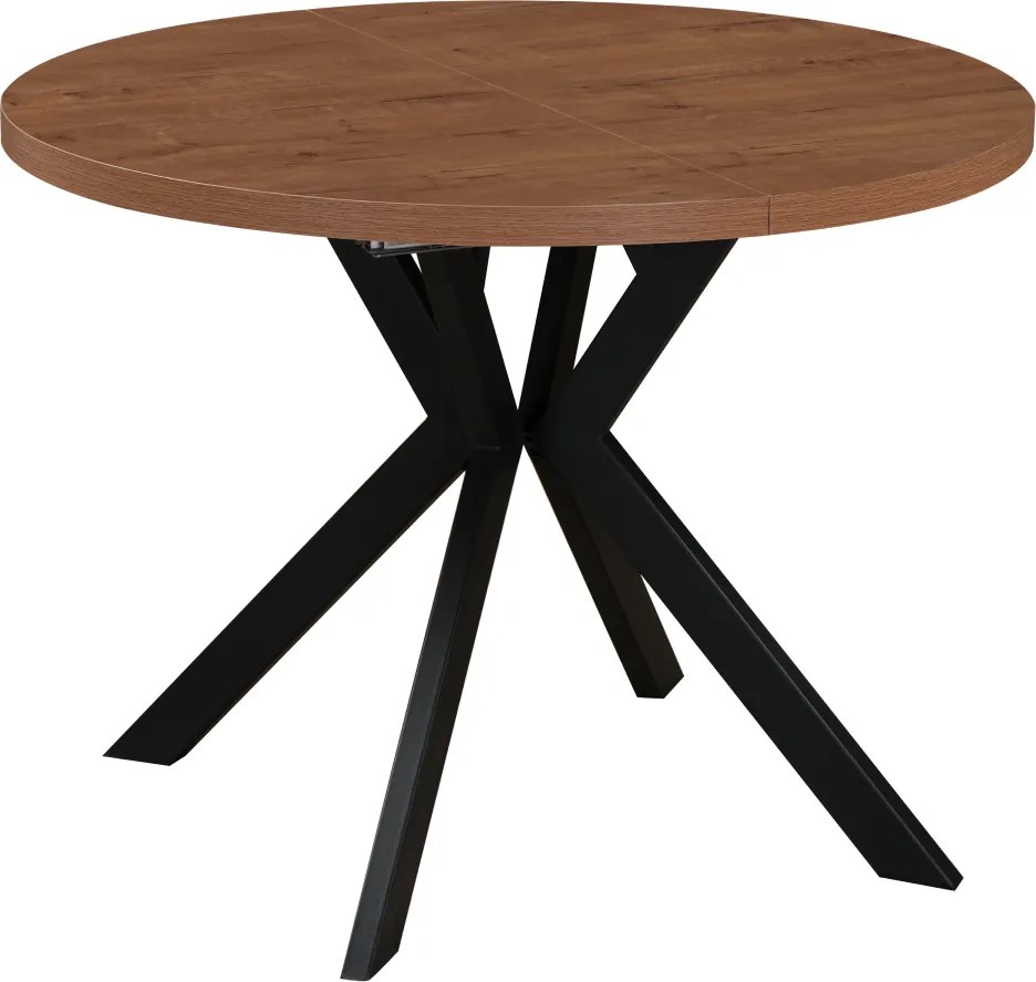Masă de sufragerie extensibilă, stejar închis/negru, 100-250x75,5 cm, LUKOS