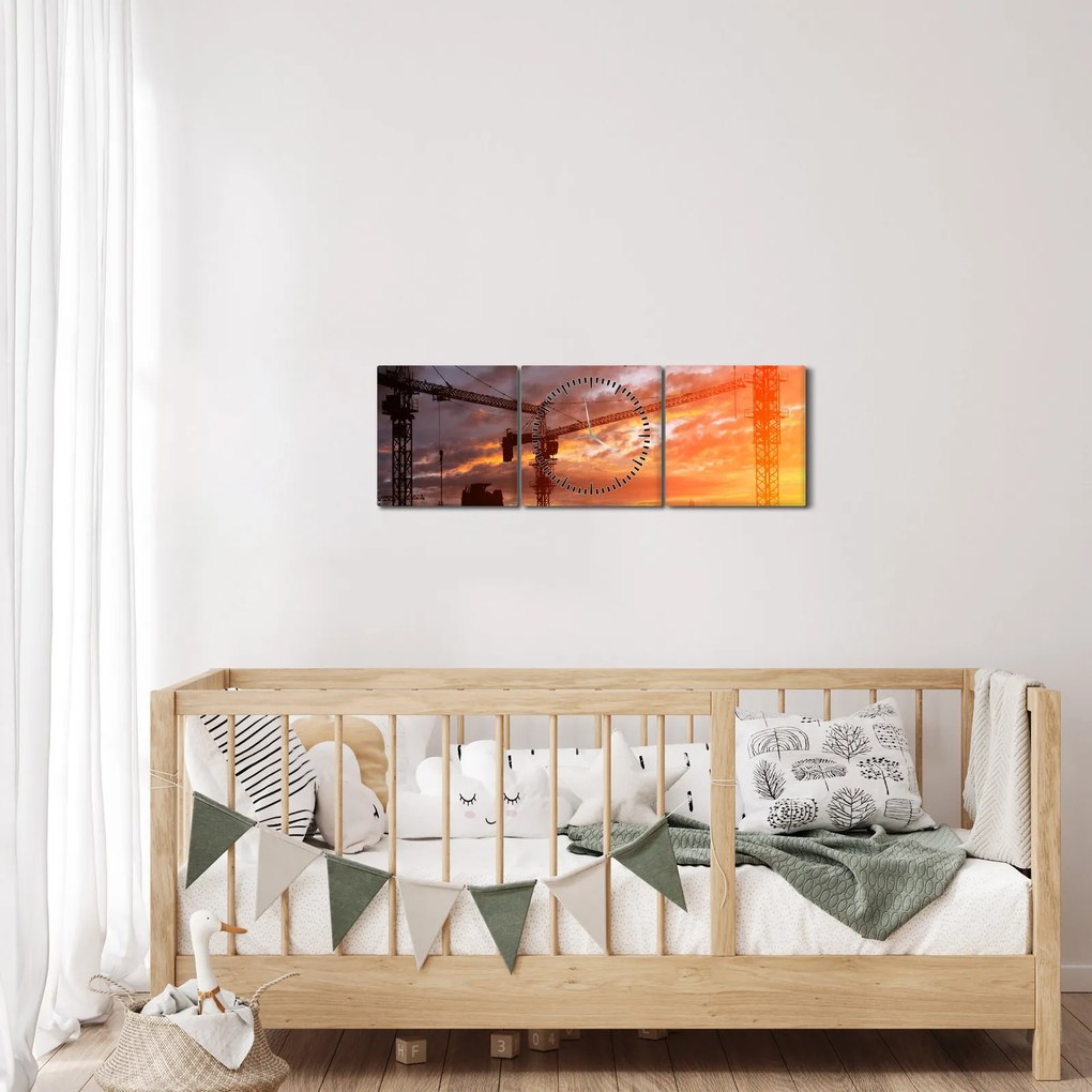 Tablou - Șantier de construcții (cu ceas) (90x30 cm)