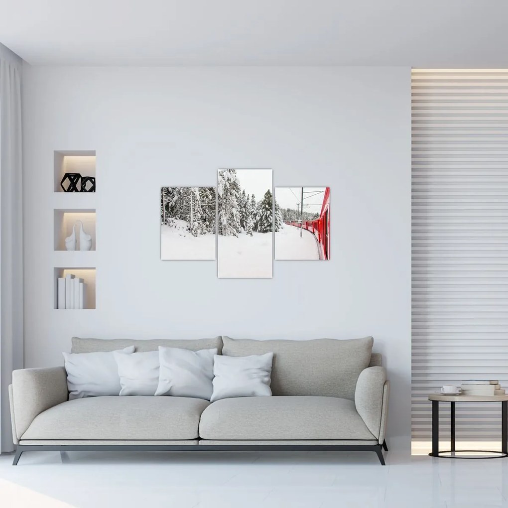 Tablou - Tren într-un peisaj înzăpezit (90x60 cm)