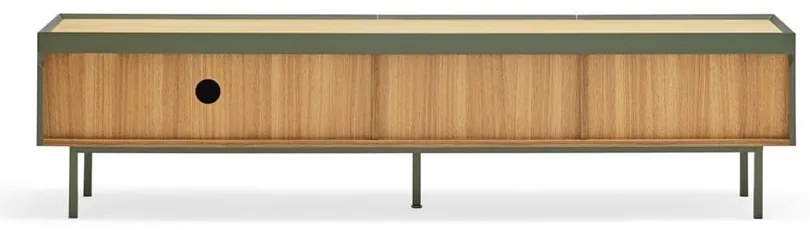 Masă TV verde/în culoare naturală cu aspect de lemn de stejar 180x45 cm Arista – Teulat