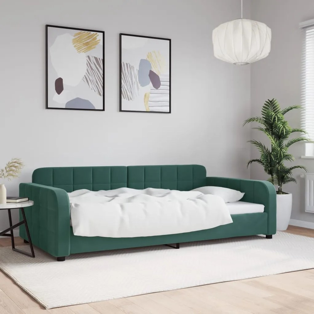 vidaXL Cadru de pat, verde închis, 100x200 cm, catifea