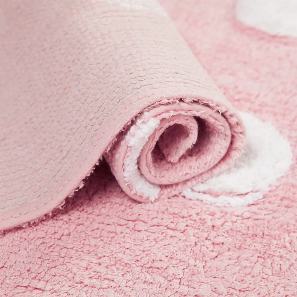 Covor pentru copii roz lavabil/țesut manual din bumbac 120x160 cm Polka Dots Pink – Lorena Canals