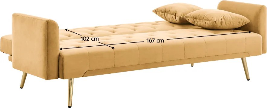 Canapea extensibilă, muştar/gold crom-auriu, ALISIA