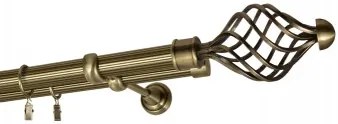 Galerie dubla NOVANO,teava neteda, suport perete, grosime 25 si 19mm, aur antic (Alege marime: 200 cm)