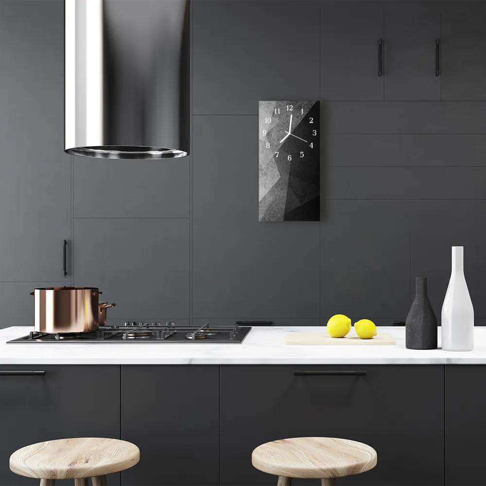 Ceas de perete din sticla vertical Bucătărie grafică negru