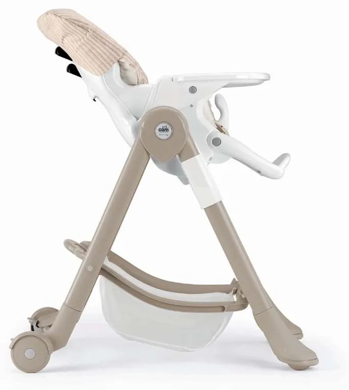 Scaun de Masa Multifunctional pentru Bebelusi si Copii, CAM   Campione, Inaltime Ajustabila, Varsta 6-36 luni, Pliabil, Centura de Siguranta in 5 Puncte, 3 Tavite Detasabile, Depozitare, Teddy