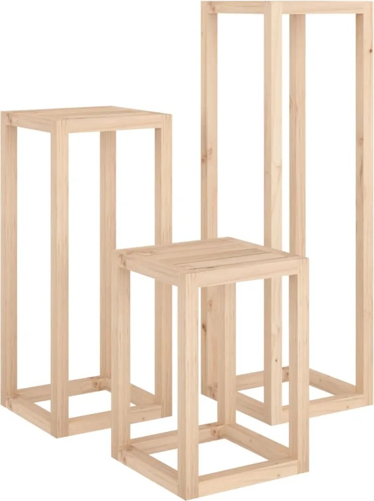 vidaXL Set suport de plante, 3 piese, lemn masiv de pin