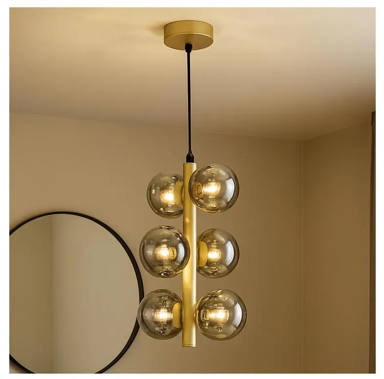 Lustră LED pe cablu Brilagi MILLA 6xG9/3W/230V auriu/fumuriu