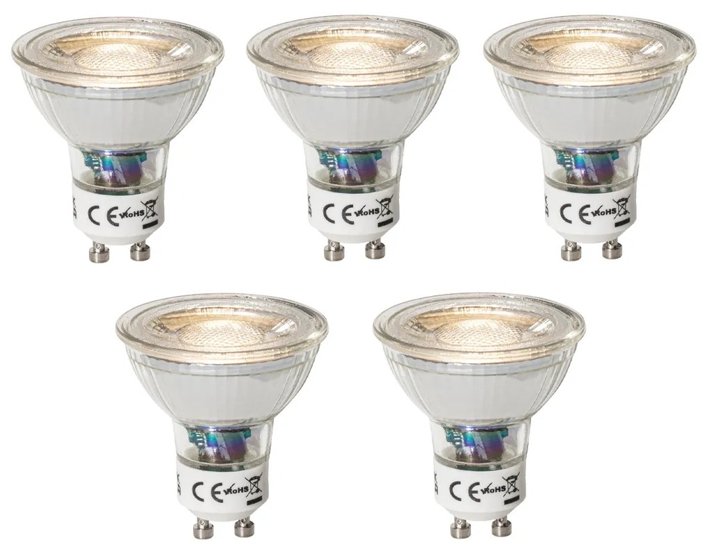 Set de 5 becuri LED GU10 reglabile 3W 200 lm 3000K