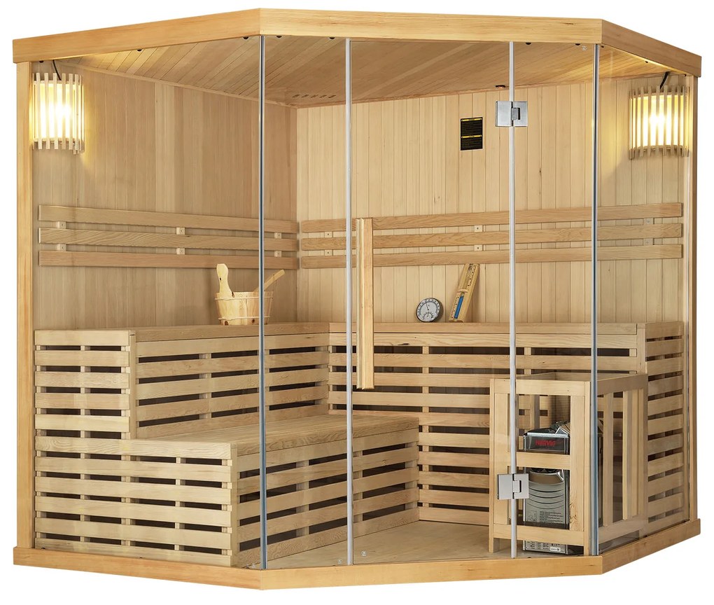 Tradičná saunová kabína / fínska sauna Espoo200 Premium - 200 x 200 cm 8 kW