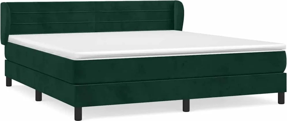 vidaXL Pat box spring cu saltea, verde închis, 180x200 cm, catifea