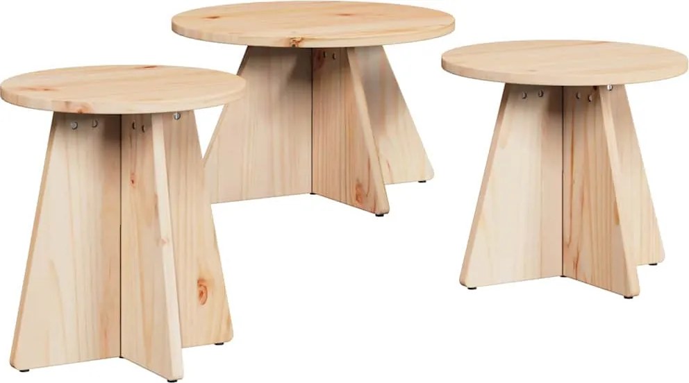 vidaXL Masă de cafea 3 pcs natural
