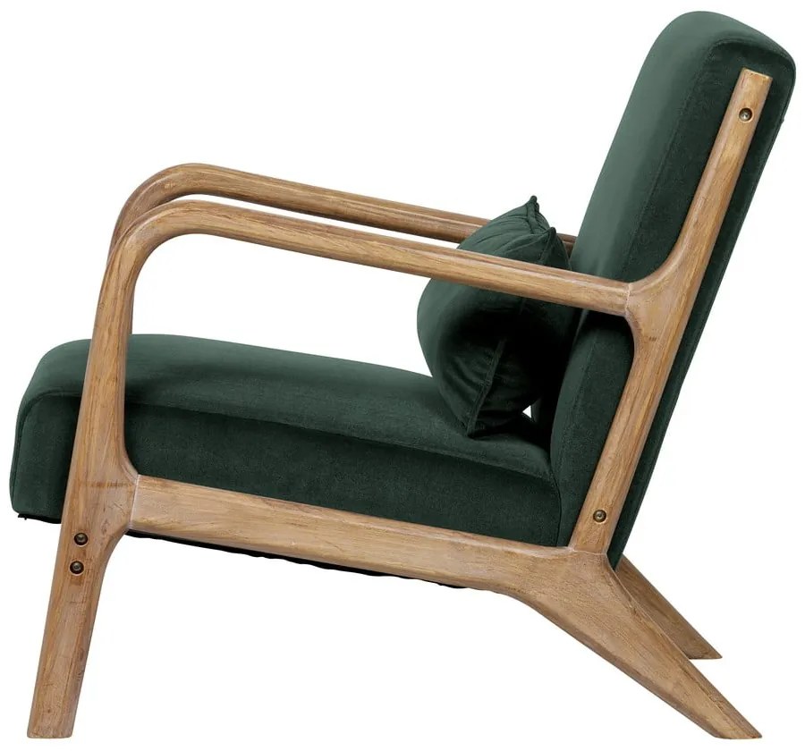 Fotoliu din catifea WOOOD Mark, verde închis