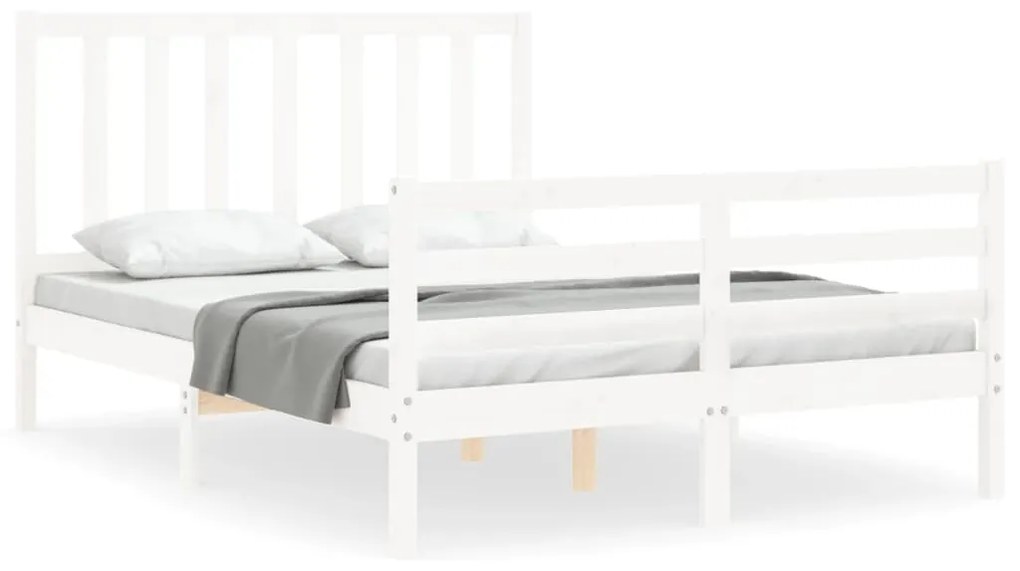 3193852 vidaXL Cadru de pat cu tăblie, alb, 120x200 cm, lemn masiv