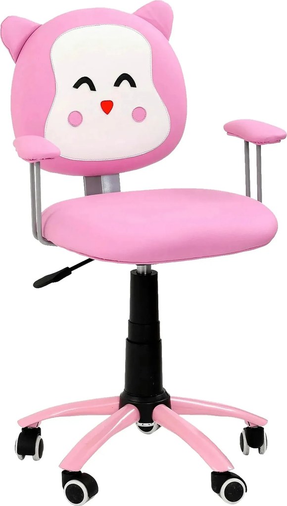 Scaun de birou copii roz KITTY, piele ecologica, 54x49x76/86 cm