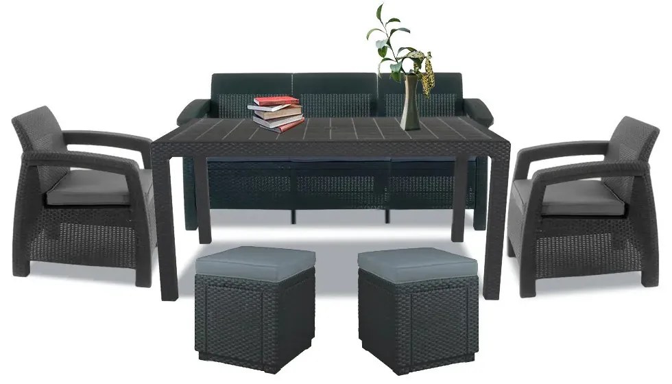 Set de mobilier de grădină Corfu Love max duo cub grafit