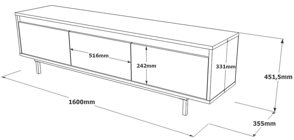 Comoda TV Tvado, 160x46x36 cm