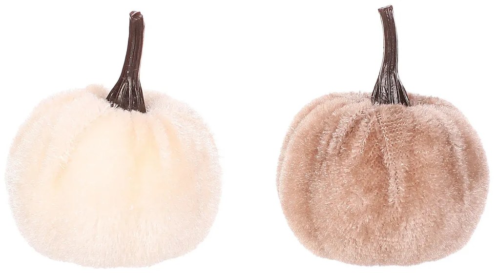 Dovleac acoperit cu țesătură mix bej, plastic, 24buc, diam. 4 cm