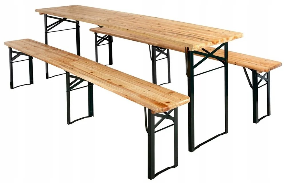 Masă de picnic din lemn cu 2 bănci