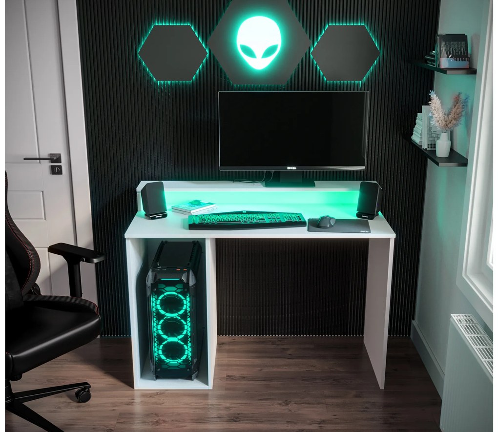 Masă PC pentru gaming Garrick 2 (biely) (cu iluminat LED RGB). 1064136