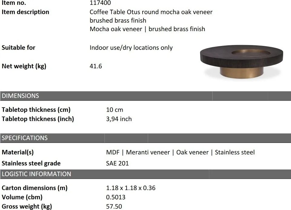 Masuta de cafea design LUX Table Otus round