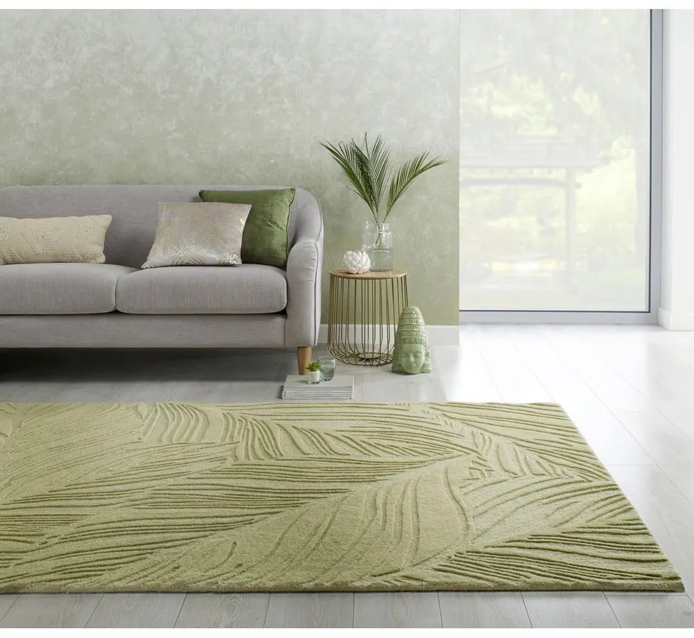 Covor verde din lână 200x290 cm Lino Leaf – Flair Rugs