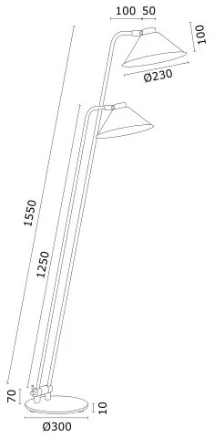 Lampadar, cu 2 brate design modern GABIAN negru