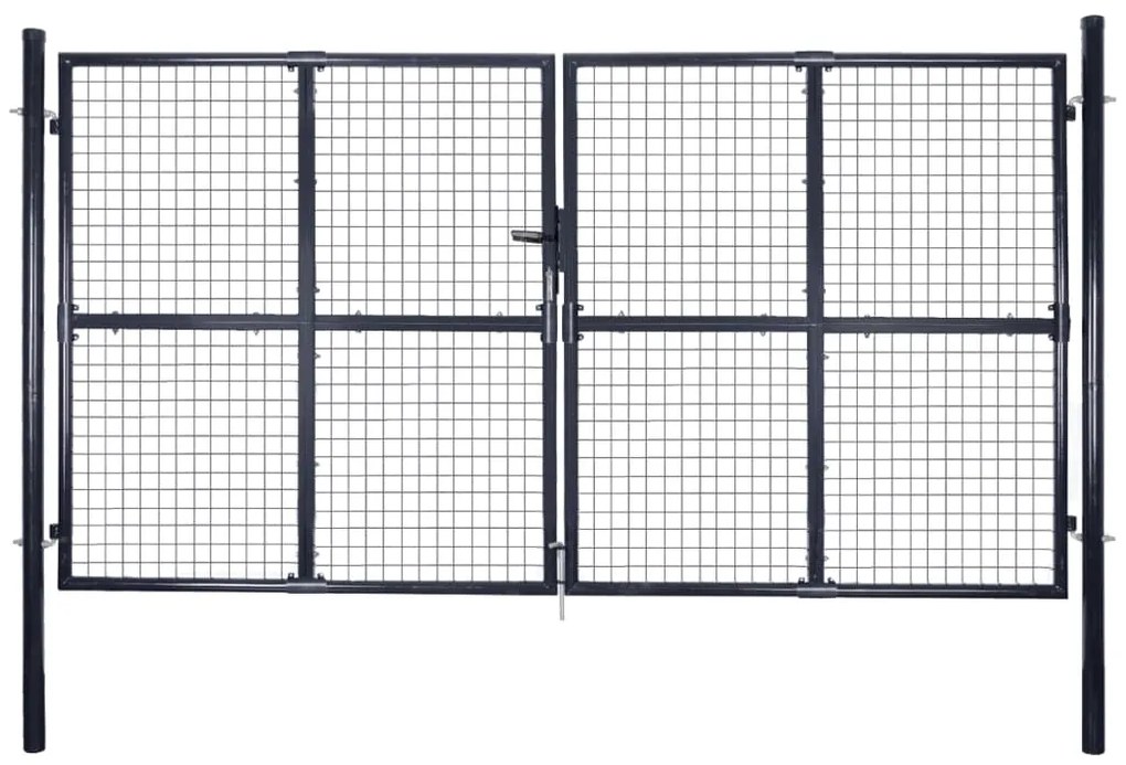 vidaXL Poartă din plasă de grădină, gri, 289x200 cm, oțel galvanizat