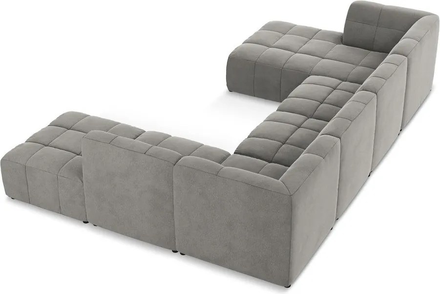 Colțar gri cu tapițerie din catifea (în formă de "U") Aloha – Makamii