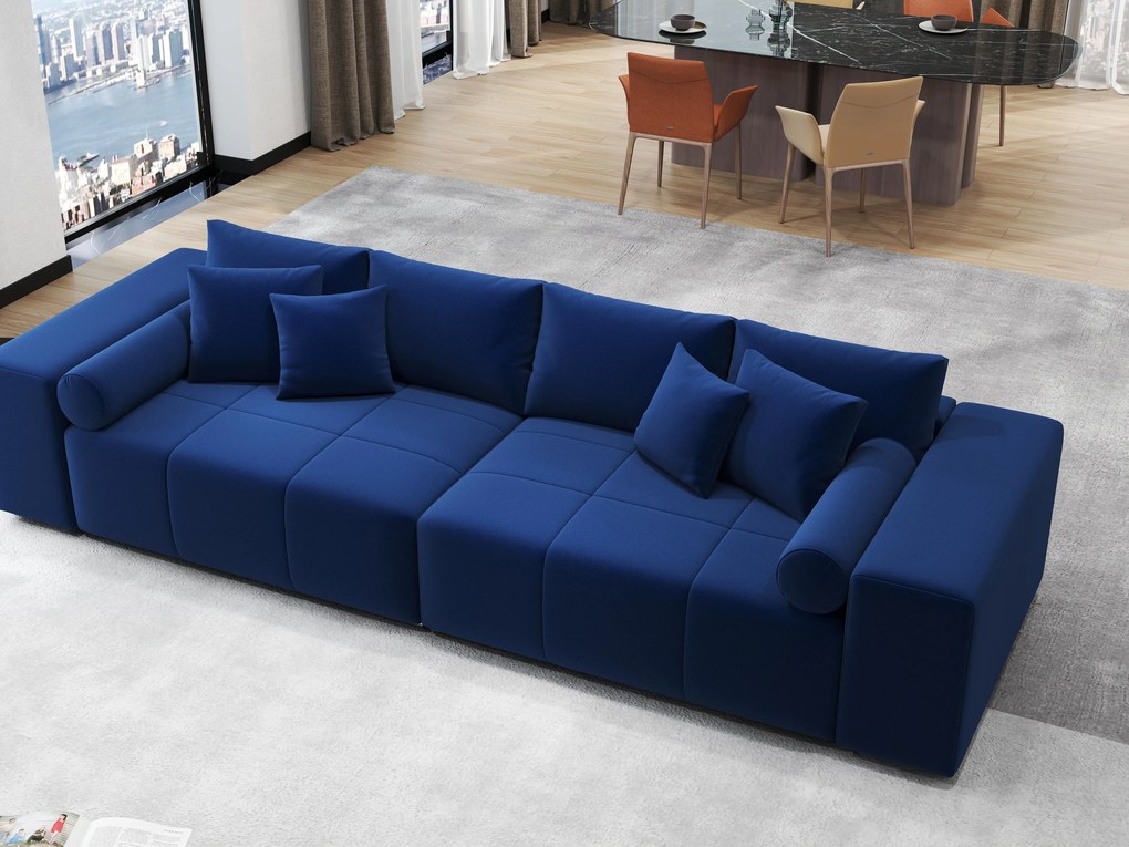 Canapea extensibilă dumonde cu ladă de depozitare si sezut confortabil din spuma high-density, Marbela Royal Blue XXL 295x100 cm